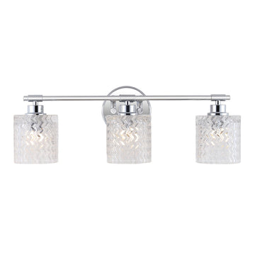 Spaulding Vintage Iron/Chevron Pattern Glass Farmhouse Cottage LED Vanity Light - JONATHAN Y